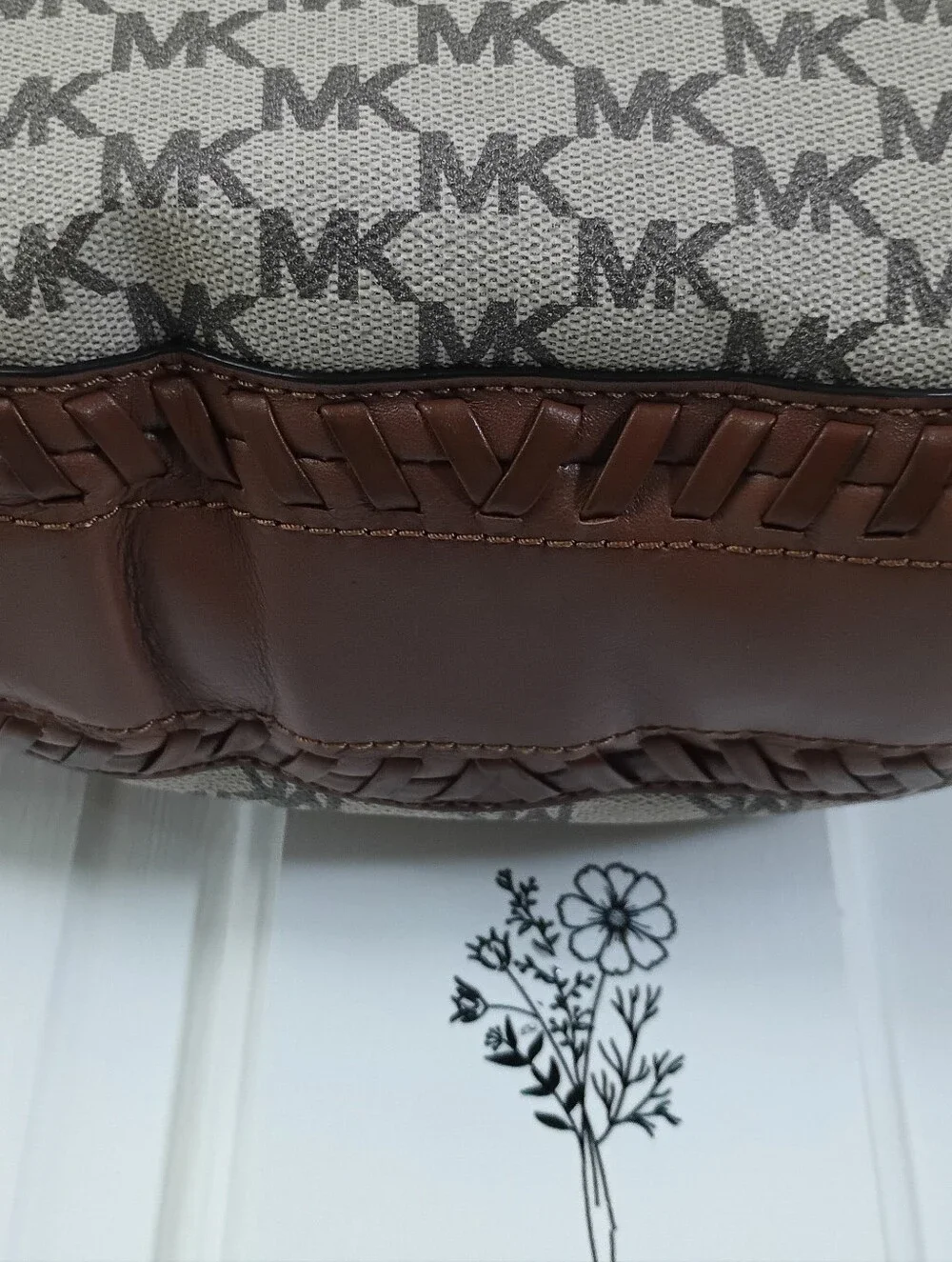 🌟 Michael Kors Lauryn Large Shoulder Hobo Bag Canvas Luggage Brown 30S7GL0L3V”